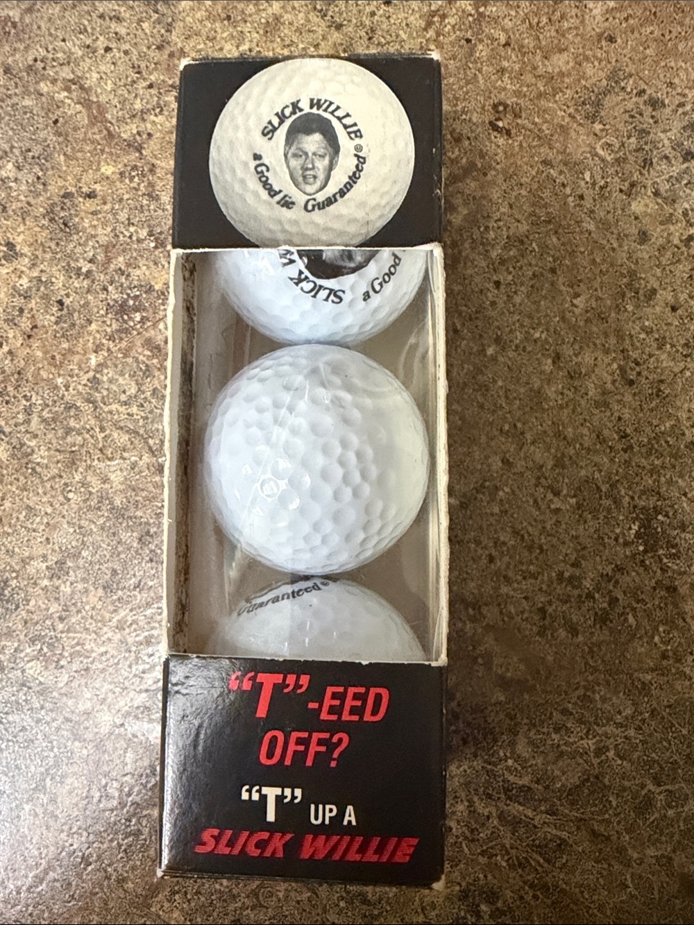 Vintage 3-pack Slick Willie novelty golf balls
